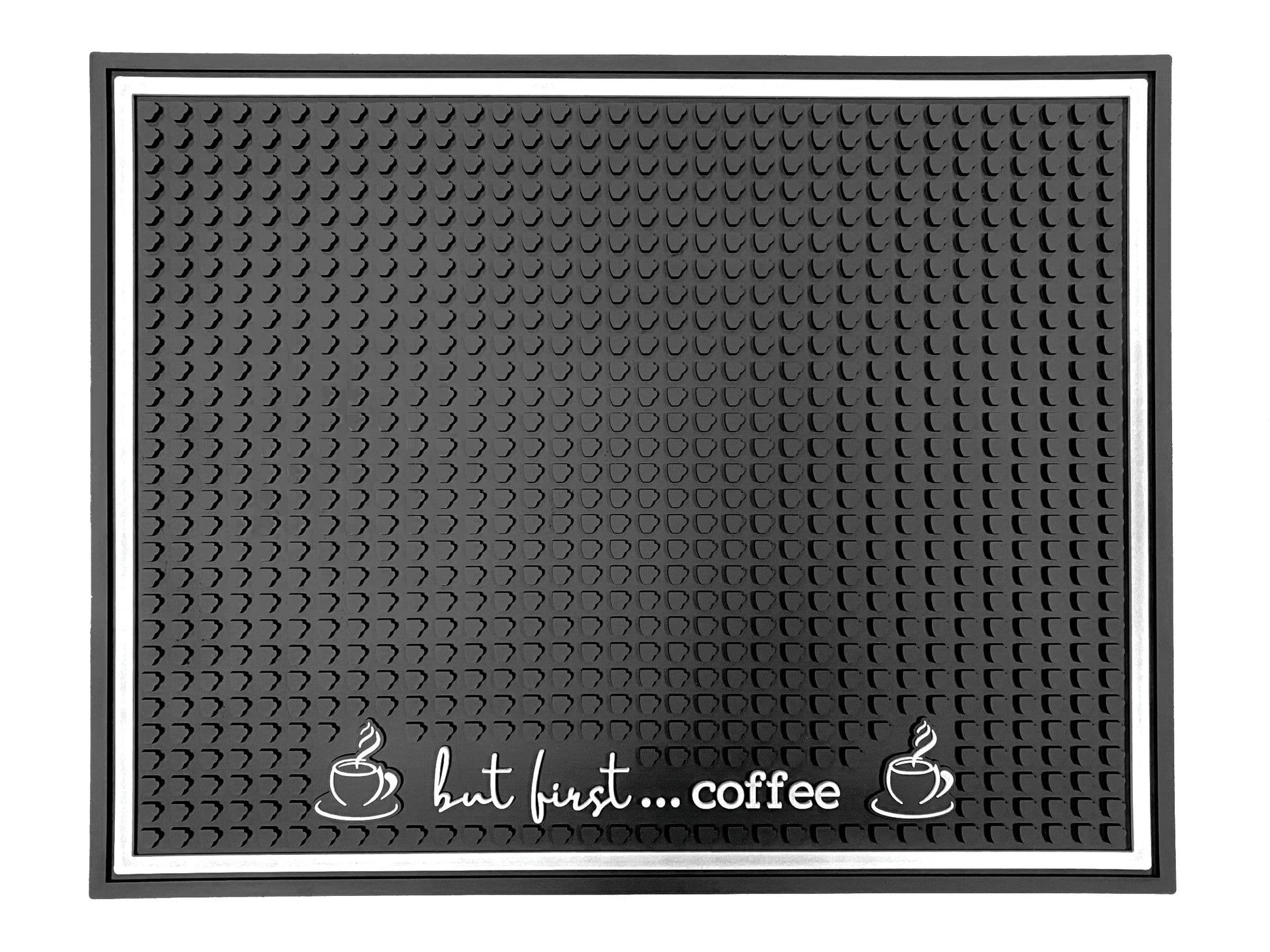 Coffee Station Accessory Rubber Spill Mat But First Coffee Black