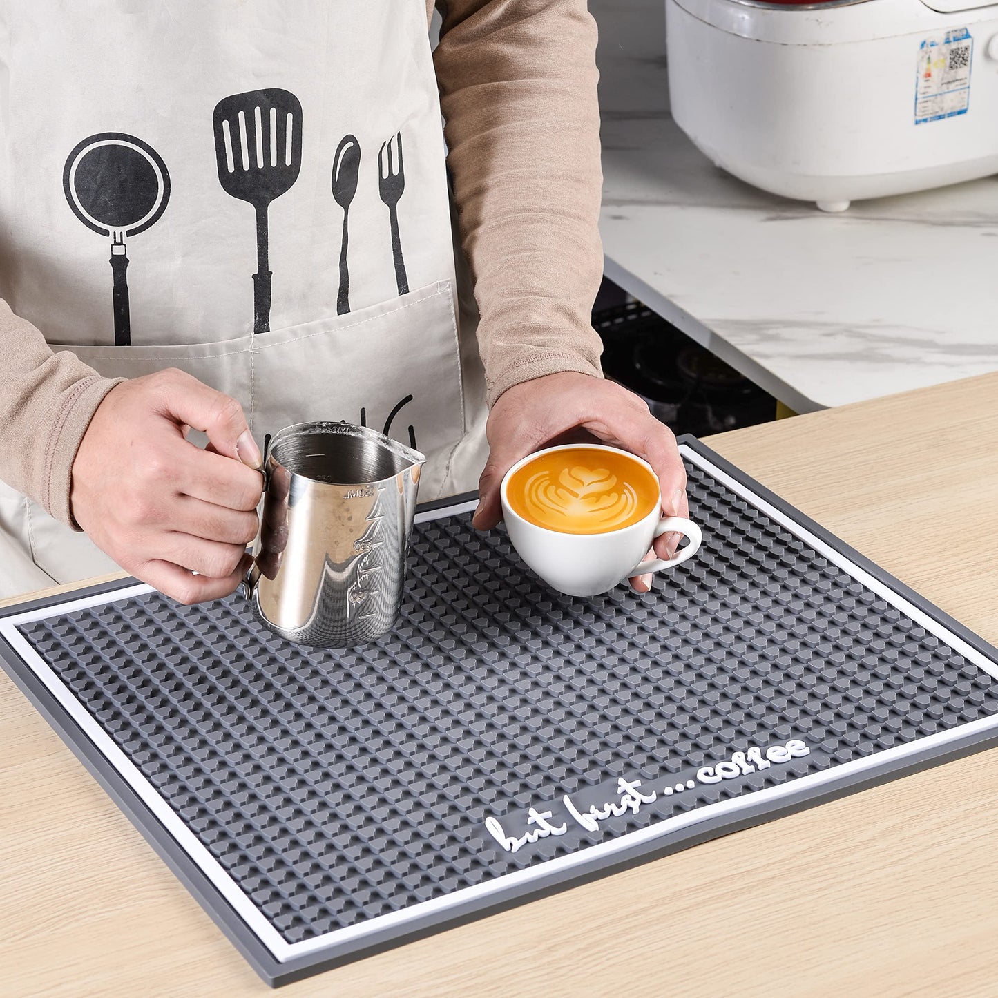 Quick Dry Coffee Mat, Coffee Bar Accessories, Non-slip Low Pile